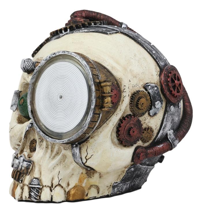 Ebros Gift Steampunk Detective Skull With Electric Plasma Core Reactor Laser Static Storm Eye Skeleton Gearwork Cranium Decorative Accent Night Party Lamp Figurine 7" Long Halloween Home Decor Statue
