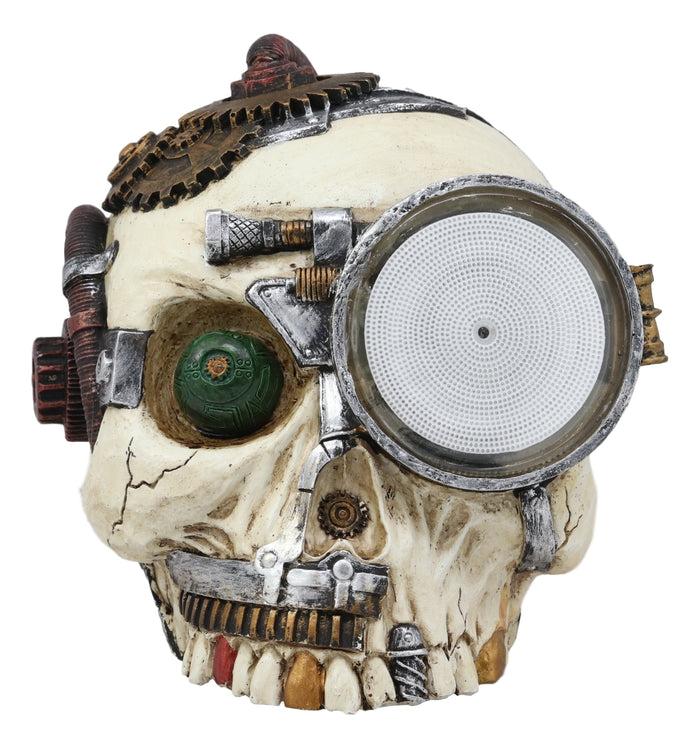 Ebros Gift Steampunk Detective Skull With Electric Plasma Core Reactor Laser Static Storm Eye Skeleton Gearwork Cranium Decorative Accent Night Party Lamp Figurine 7" Long Halloween Home Decor Statue