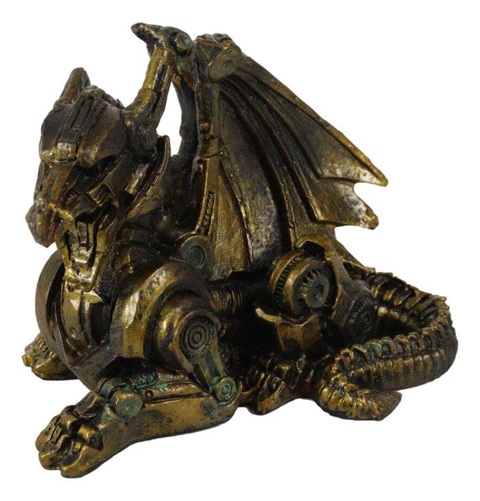 Ebros Gift Steampunk Dragon Figurine Cyber Robot Flying Machine Decorative Figure 3.5"L