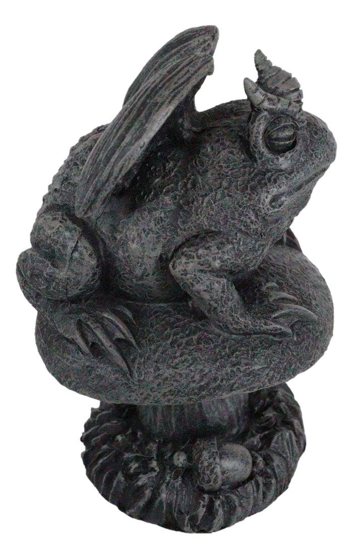 Ebros Gift Toad Gargoyle On Mushroom Figurine Collectible 5" Height Horned