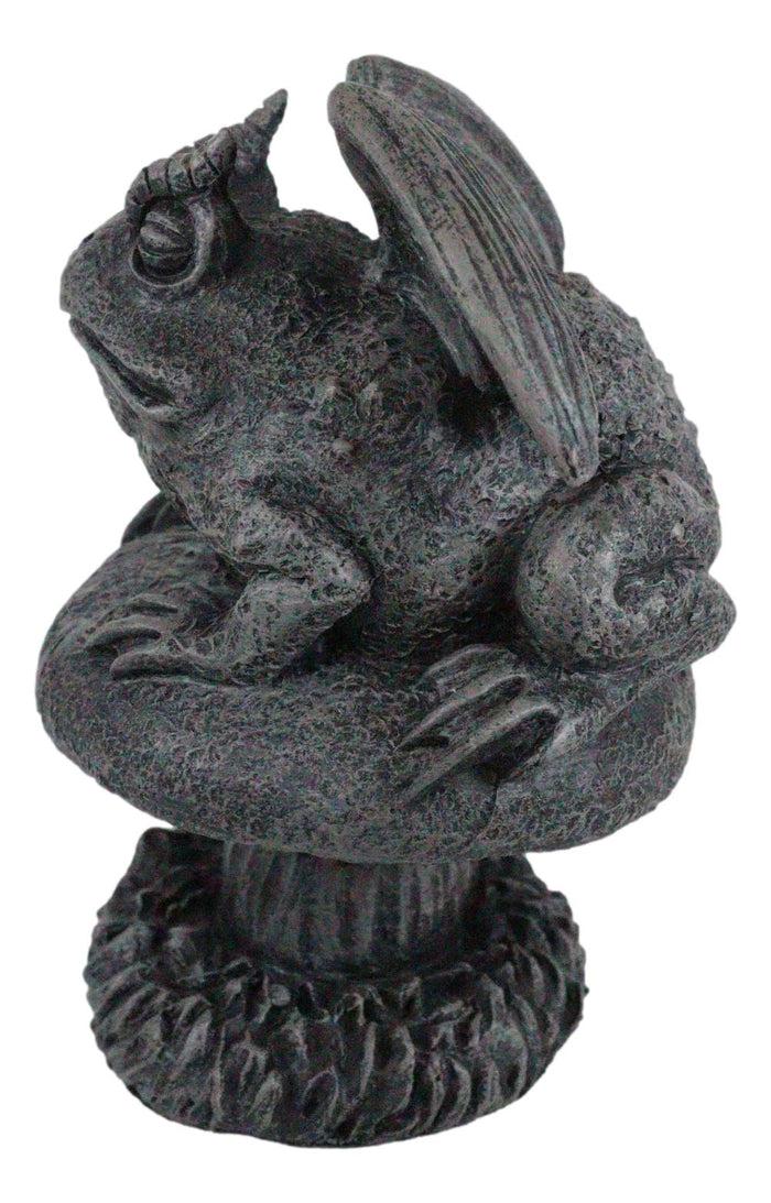 Ebros Gift Toad Gargoyle On Mushroom Figurine Collectible 5" Height Horned