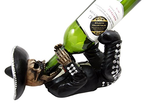Ebros Gift Traditional Day Of The Dead Skeleton Mariachi Wine Holder Figurine 11.25" Long