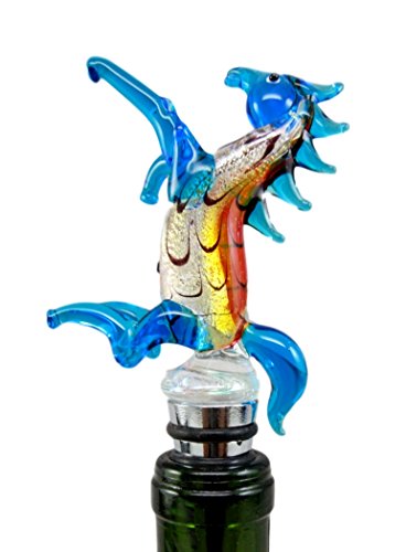 Ebros Gift Translucent Acrylic Blue Twilight Rearing Horse Kitchen Wine Bottle Topper Stopper Metal Rubber Cork Hosting Accessory 5.5"H