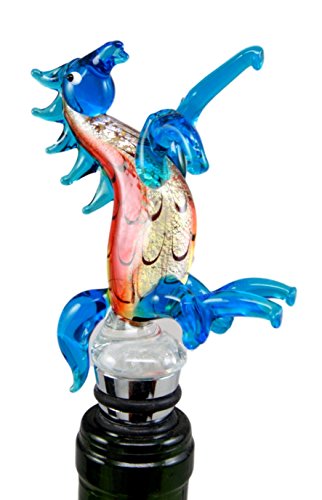 Ebros Gift Translucent Acrylic Blue Twilight Rearing Horse Kitchen Wine Bottle Topper Stopper Metal Rubber Cork Hosting Accessory 5.5"H