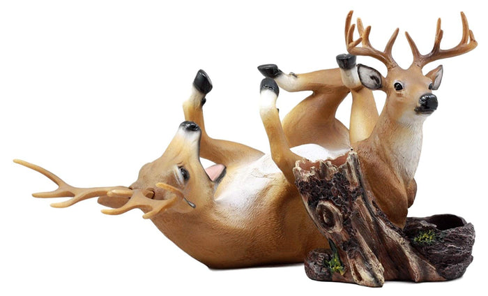 Ebros Gift Trophy Emperor Whitetail Buck Deer Wine Holder And Glass Salt & Pepper Shakers Holder Figurine Decor Set