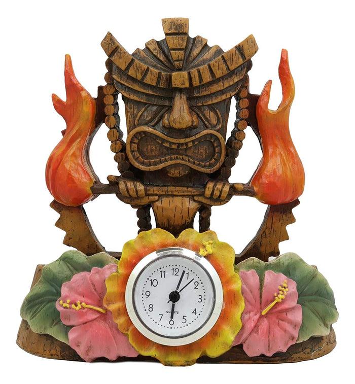 Ebros Gift Tropical Colorful Polynesia Tiki Fire Goddess Pele Bedside Table Desktop Clock Figurine 7" Tall Volcano Lightning Wind Deity Of Hawaii Sculpture Decorative Clocks Accent