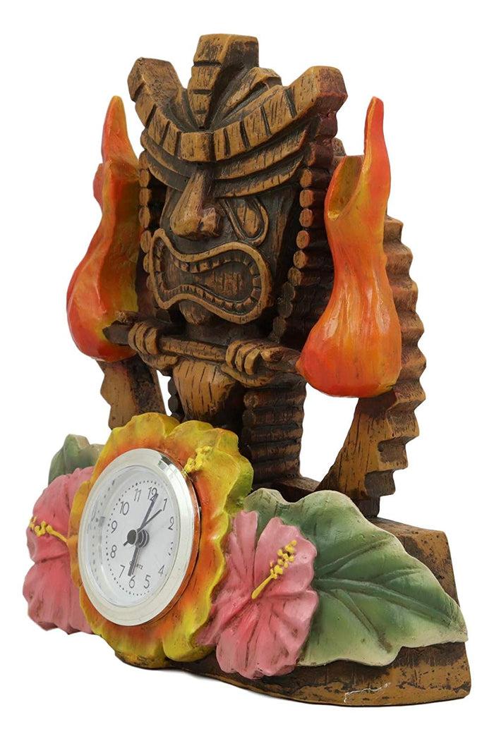 Ebros Gift Tropical Colorful Polynesia Tiki Fire Goddess Pele Bedside Table Desktop Clock Figurine 7" Tall Volcano Lightning Wind Deity Of Hawaii Sculpture Decorative Clocks Accent