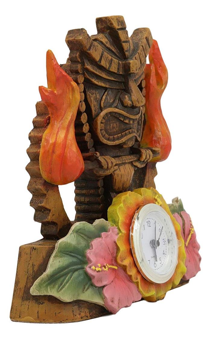 Ebros Gift Tropical Colorful Polynesia Tiki Fire Goddess Pele Bedside Table Desktop Clock Figurine 7" Tall Volcano Lightning Wind Deity Of Hawaii Sculpture Decorative Clocks Accent