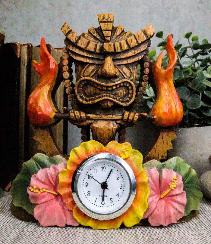 Ebros Gift Tropical Colorful Polynesia Tiki Fire Goddess Pele Bedside Table Desktop Clock Figurine 7" Tall Volcano Lightning Wind Deity Of Hawaii Sculpture Decorative Clocks Accent
