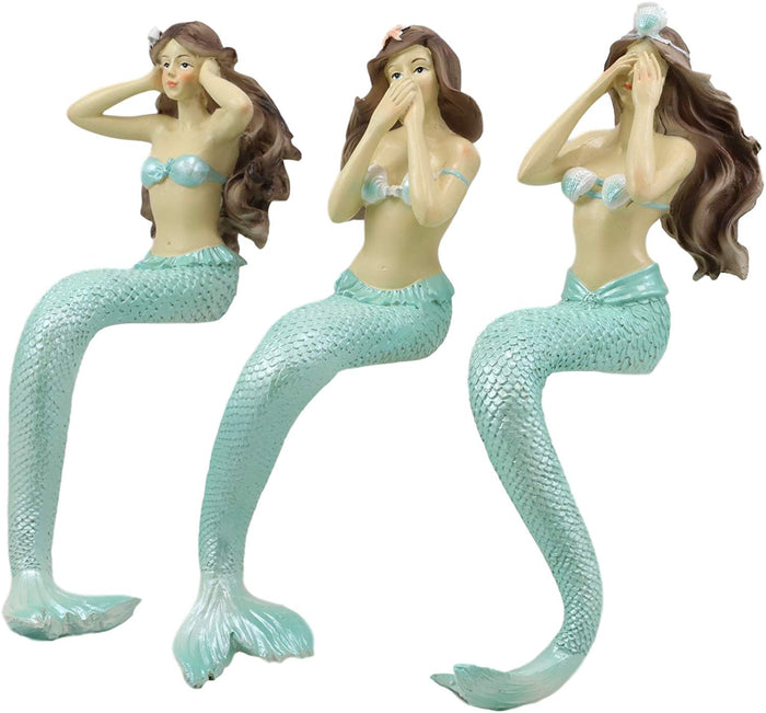 Ebros Gift Under The Sea Ocean Hear See Speak No Evil Mermaids Resin Figurine Shelf Sitters