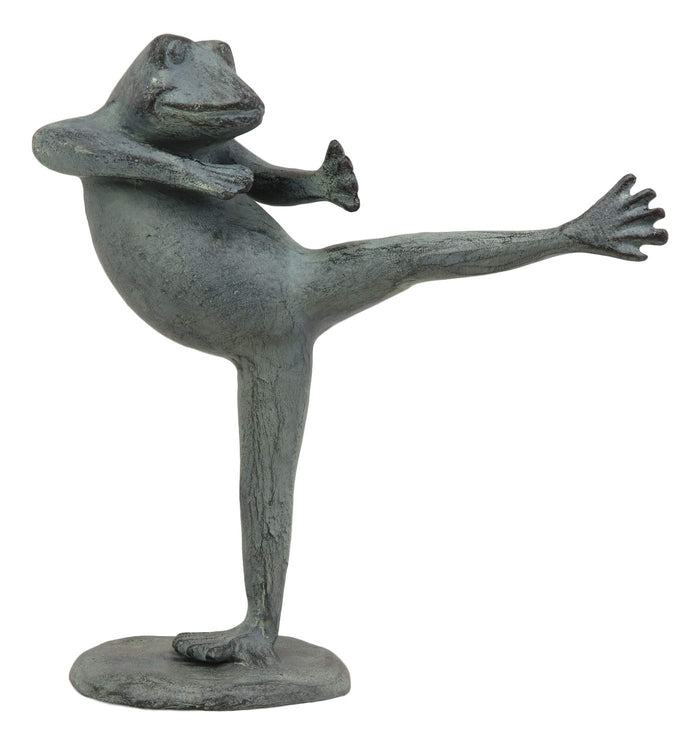 Ebros Gift Verdi Green Aluminum Metal Whimsical Tai Chi Kung Fu Frog Garden Statue Zen Feng Shui Martial Arts Frogs Home Garden Patio Pool Decorative Sculpture (Set Of 3 Stances)