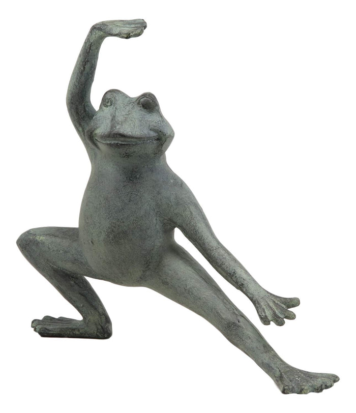 Ebros Gift Verdi Green Aluminum Metal Whimsical Tai Chi Kung Fu Frog Garden Statue Zen Feng Shui Martial Arts Frogs Home Garden Patio Pool Decorative Sculpture (Set Of 3 Stances)