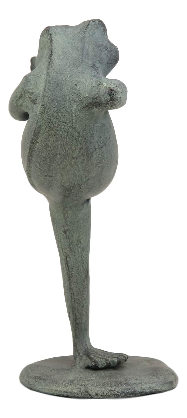 Ebros Gift Verdi Green Aluminum Metal Whimsical Tai Chi Kung Fu Frog Garden Statue Zen Feng Shui Martial Arts Frogs Home Garden Patio Pool Decorative Sculpture (Shadow Kick)
