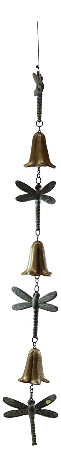 Ebros Gift Verdi Green Beautiful Cottage Garden 4 Dragonflies With Bells Aluminum Resonant Relaxing Wind Chime Pool Patio Garden Decor Dragonfly Insect Feng Shui Symbol Of Happiness And New Beginnings