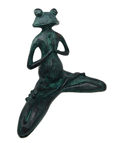 Ebros Gift Verdi Green Resin Yoga Meditating Buddha Frog Garden Statue 11.75" Tall