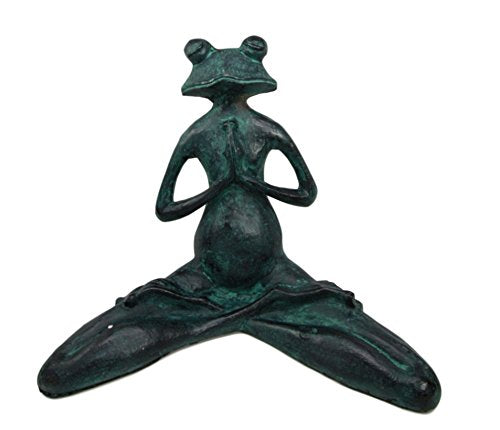 Ebros Gift Verdi Green Resin Yoga Meditating Buddha Frog Garden Statue 11.75" Tall