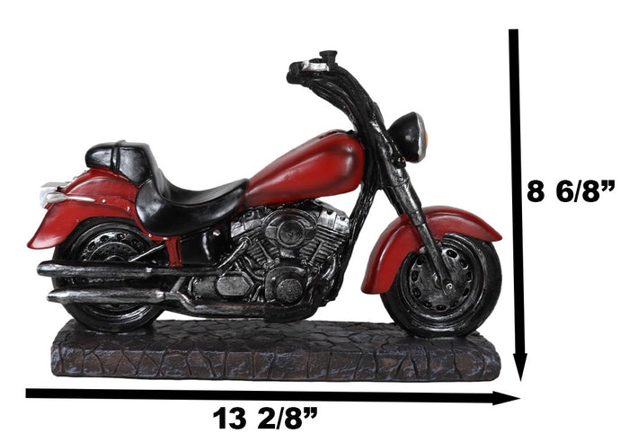 Ebros Gift Vintage Red Road Hog Chopper Motorbike Wine Holder Figurine 13.25" Long