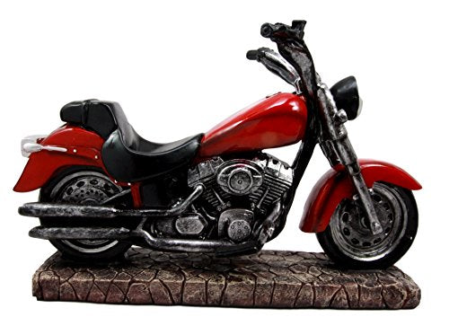 Ebros Gift Vintage Red Road Hog Chopper Motorbike Wine Holder Figurine 13.25" Long