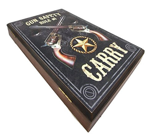 Ebros Gift Western Dual Revolver Gun Carry Rule Secret Safe Book Shaped Multiple Keys Decorative Storage Organizer