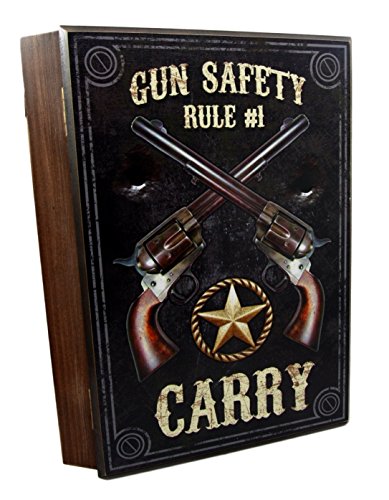 Ebros Gift Western Dual Revolver Gun Carry Rule Secret Safe Book Shaped Multiple Keys Decorative Storage Organizer