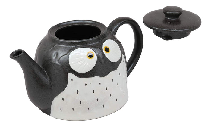 Ebros Gift Whimsical Black Spotted Fat Owl Ceramic 52oz Large Tea Pot With Built In Strainer Spout As Teapots Home Decor Of Owls Owlet Nocturnal Bird Decorative