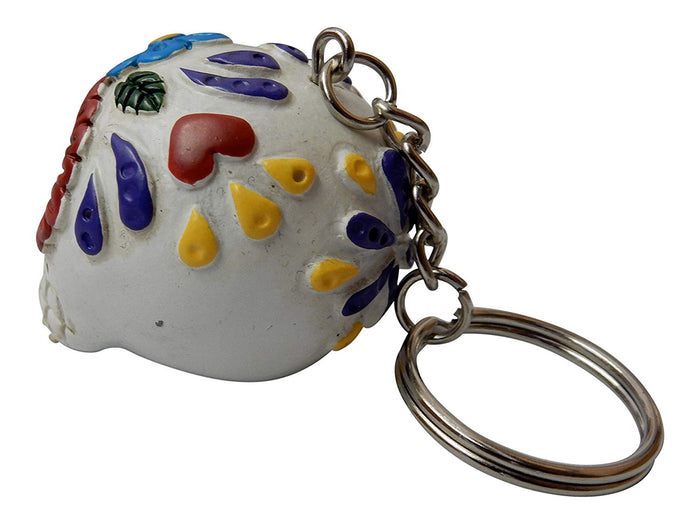 Ebros Gift White Sugar Skull Key Chain Set Of 12 Pcs Day Of The Dead Collectible