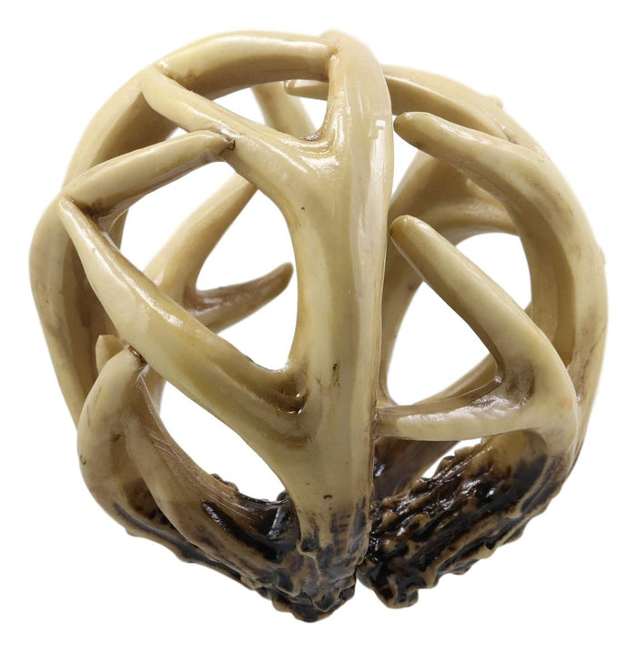 Ebros Gift Wildlife Rustic Buck Elk Deer Stag Entwined Antlers Orb Potpourri Decorative Ball Home Accent Sphere Figurine Paper Weight Mantelpiece Shelves Table Cabin Lodge Decor (1)