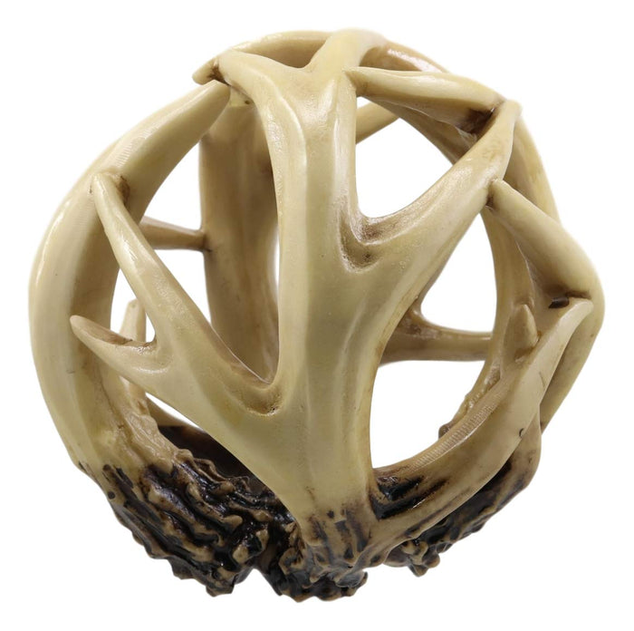 Ebros Gift Wildlife Rustic Buck Elk Deer Stag Entwined Antlers Orb Potpourri Decorative Ball Home Accent Sphere Figurine Paper Weight Mantelpiece Shelves Table Cabin Lodge Decor (Pack Of 4)