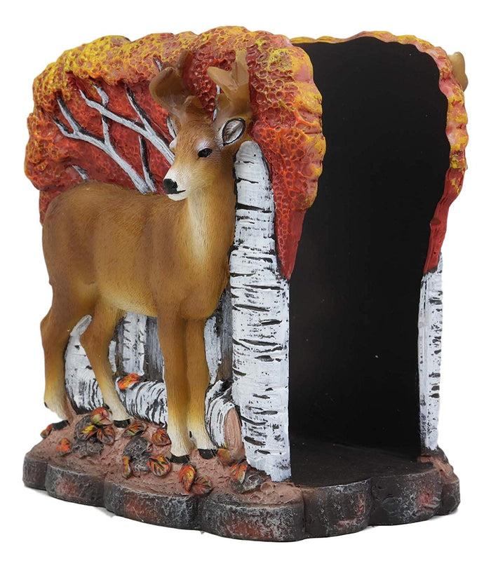 Ebros Gift Woodland Deer Track Wipers 8 Point Buck By Fall Autumn Trees Dinner Napkin Holder Figurine 5.5" Tall Dining Room Kitchen Tabletop Bar Top Decorative Wildlife Rustic Country Sculpture