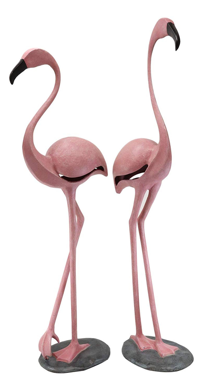 Ebros Gifts Large Set Of 2 Colorful Tropical Rainforest Pink Flamingo Garden Statues