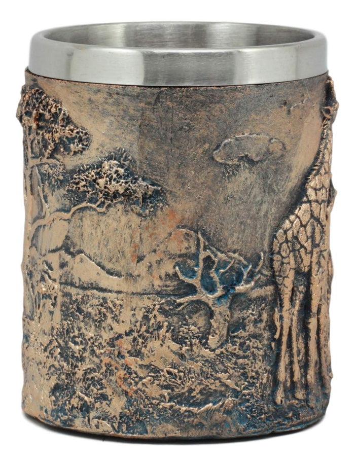 Ebros Giraffe And Calf Family Coffee Mug Textured With Rustic Tree Bark Design