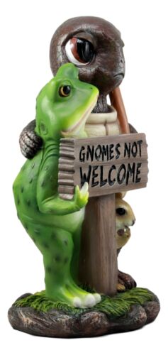 Ebros "Gnomes Not Welcome " Angry Turtle Squirrel And Frog Friends Decor Statue