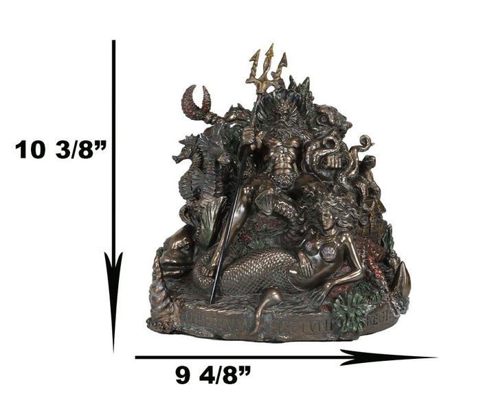 Ebros God Of The Sea Poseidon Sitting On Throne With Trident Figurine 10.5"H