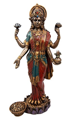 Ebros Goddess Lakshmi Statue Hindu Deity Of Prosperity Wealth Wisdom Fortune Figurine
