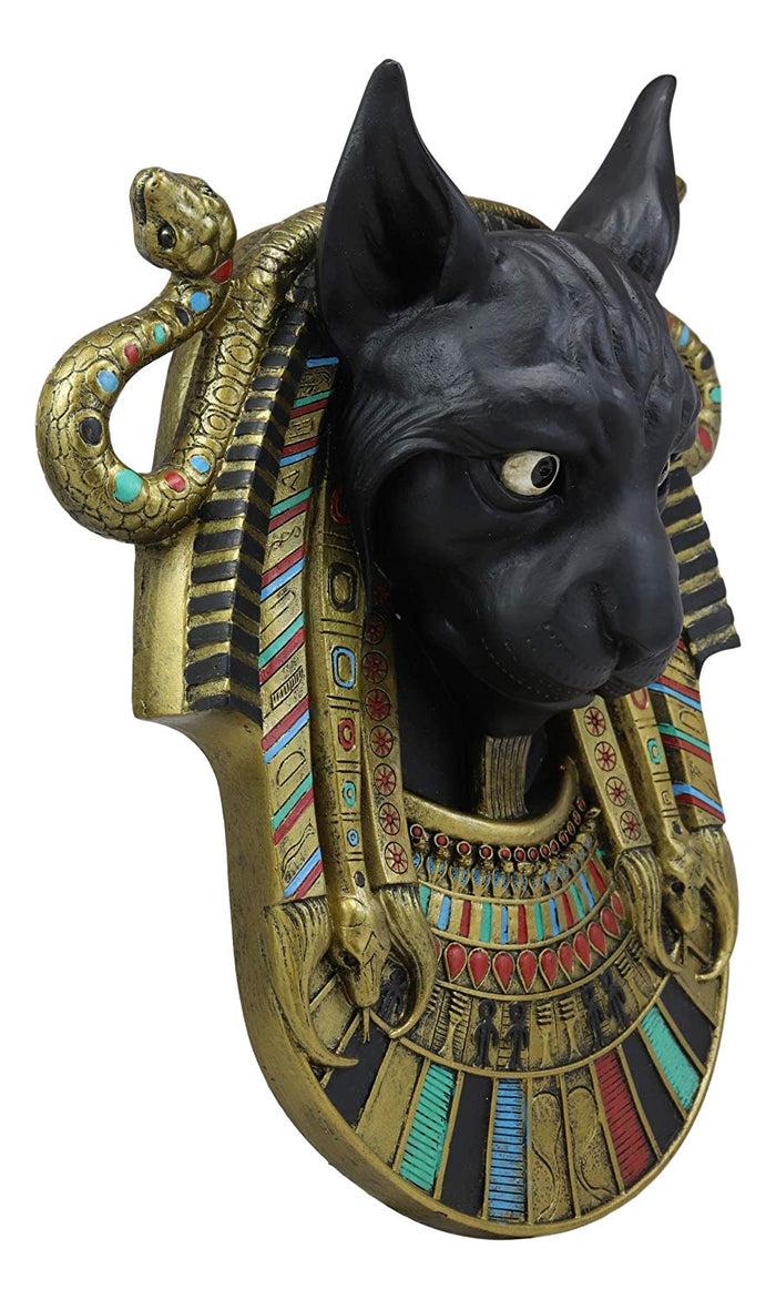 Ebros Gods And Goddesses Of Egypt Bastet Cat Deity With Two Uraeus Cobras Wall Decor Sculpture Figurine 12" Tall Ubasti Egyptian Patron Of Protection Health And Sensual Pleasure Home Decor Statue