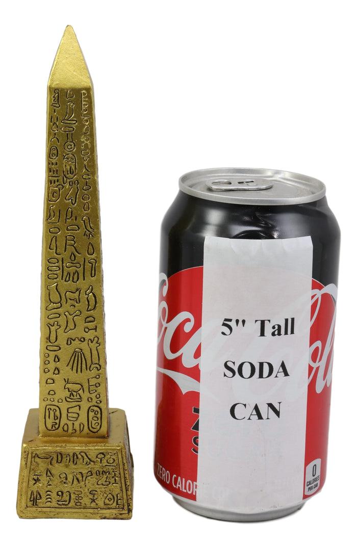 Ebros Gods Of Egypt Temple Of Ra Gold Colored Luxor Obelisk With Hieroglyphs Statue