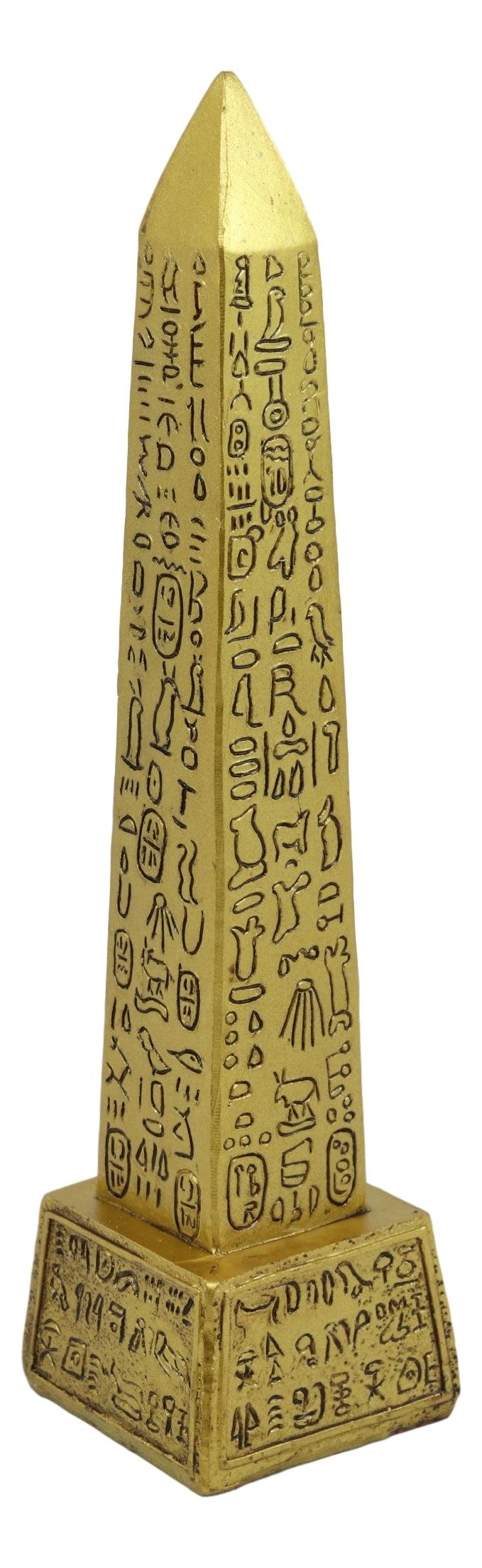Ebros Gods Of Egypt Temple Of Ra Gold Colored Luxor Obelisk With Hieroglyphs Statue