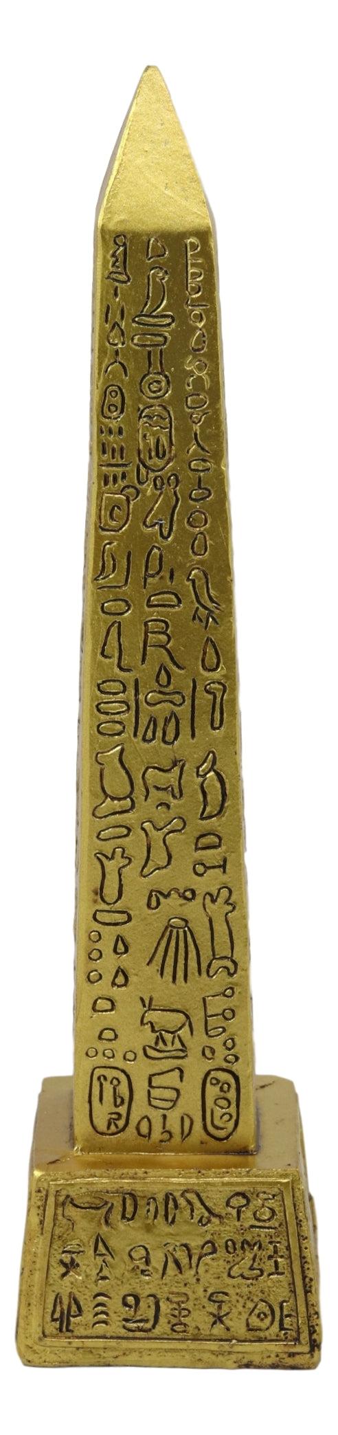 Ebros Gods Of Egypt Temple Of Ra Gold Colored Luxor Obelisk With Hieroglyphs Statue