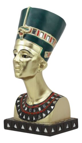 Ebros Golden Ancient Egyptian Queen Nefertiti Bust Statue 9.75" Tall Wife Of Pharaoh Akhenaten