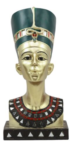 Ebros Golden Ancient Egyptian Queen Nefertiti Bust Statue 9.75" Tall Wife Of Pharaoh Akhenaten
