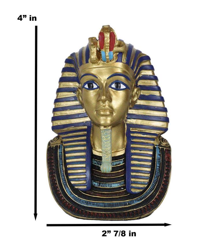 Ebros Golden Cobra Mask Of Pharaoh Egyptian King Tut Bust 4.25"H Figurine