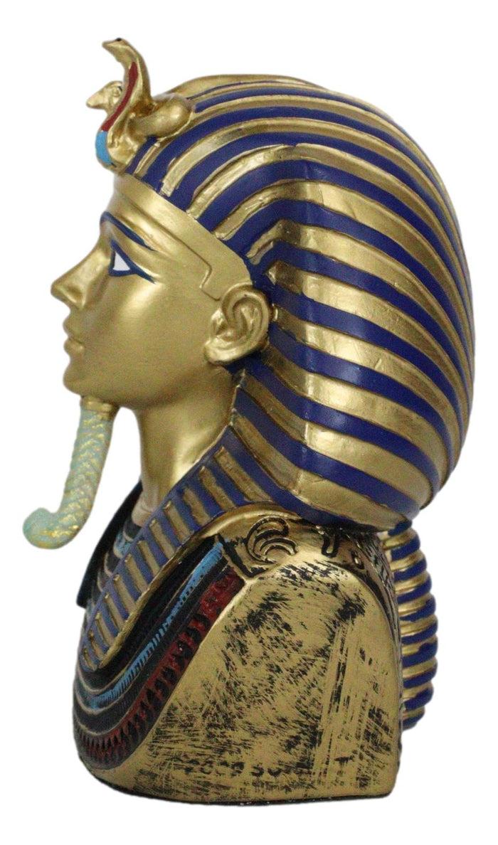 Ebros Golden Cobra Mask Of Pharaoh Egyptian King Tut Bust 4.25"H Figurine
