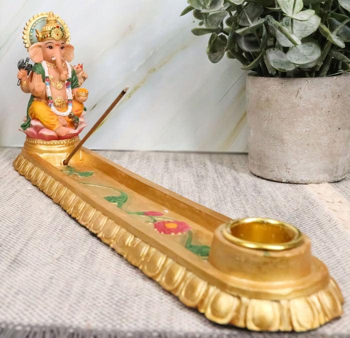 Ebros Golden Supreme Elephant God Ganesha Ganapati Hindu Incense Holder Vastu Statue