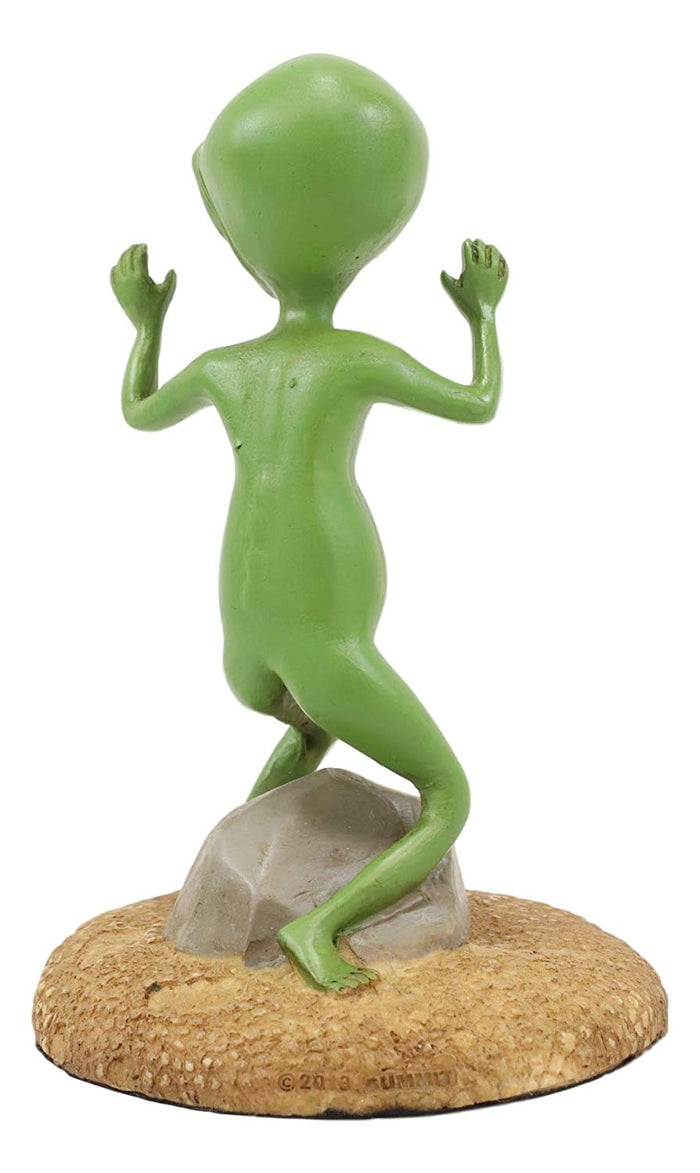 Ebros Gotcha Area 51 Bizarre Green ET Roswell UFO Alien With Hands Up In Surrender Statue 4.5" Tall Extra Terrestrial Halloween Comical Funny Decorative Figurine Or Cake Topper Decoration