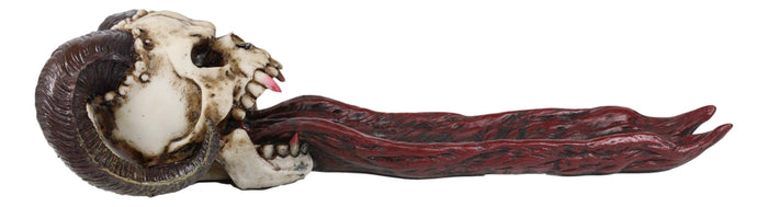 Ebros Goth Vampire Fanged Ram Horned Skull Demon Tongue Incense Stick Holder Figurine