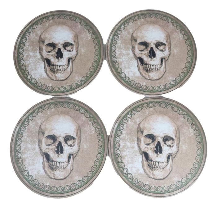 Ebros Gothic Bone Cream Homosapien Half Skull Base Holder With 4 Coasters Set