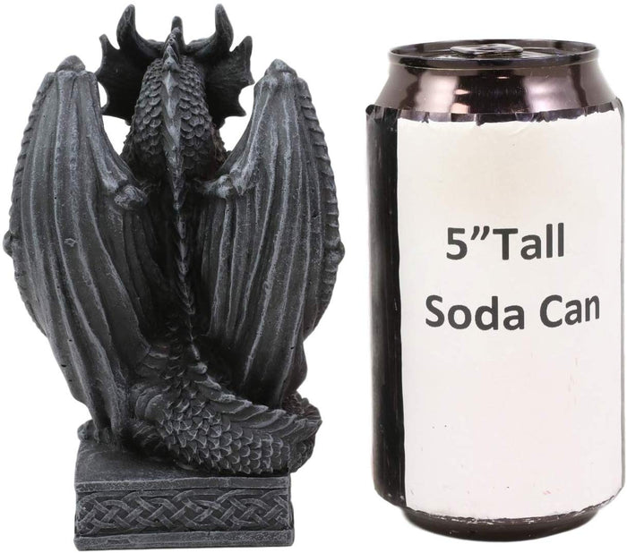 Ebros Gothic Dragon Sentry Gargoyle With Sword Figurine 5.25"H Statue Fantasy