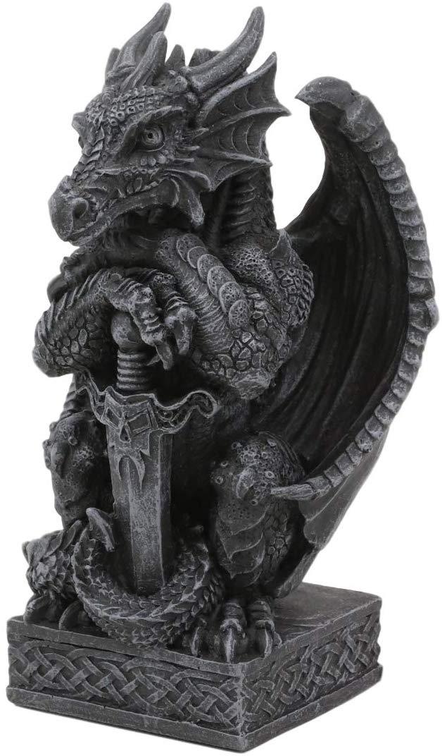 Ebros Gothic Dragon Sentry Gargoyle With Sword Figurine 5.25"H Statue Fantasy