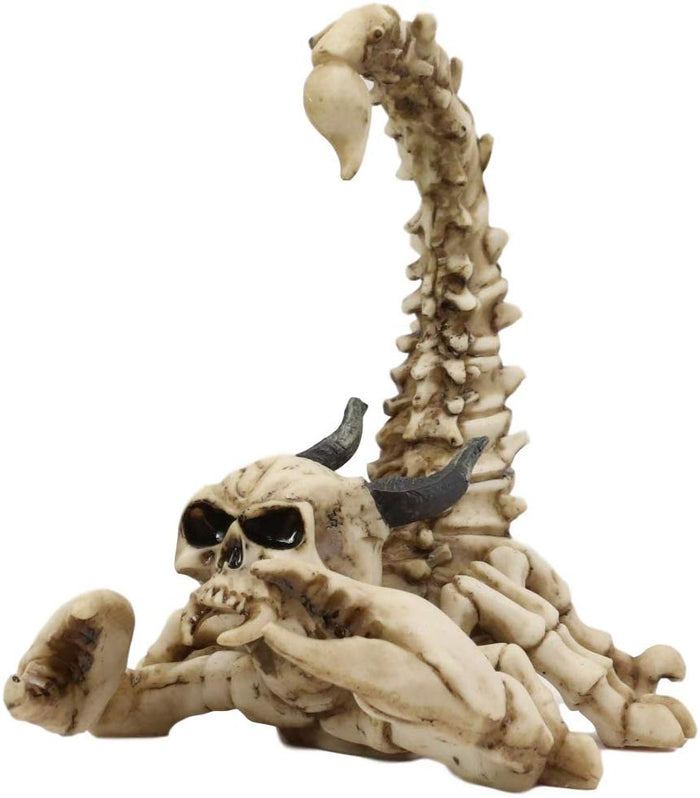 Ebros Gothic Giant Scorpion Skeleton With Horned Demon Skull Statue 7.25" Tall