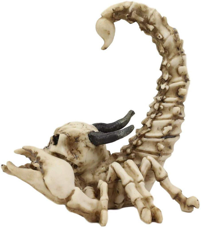 Ebros Gothic Giant Scorpion Skeleton With Horned Demon Skull Statue 7.25" Tall